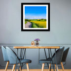 Rapeseed Field Road Under Blue Sky Wall Art