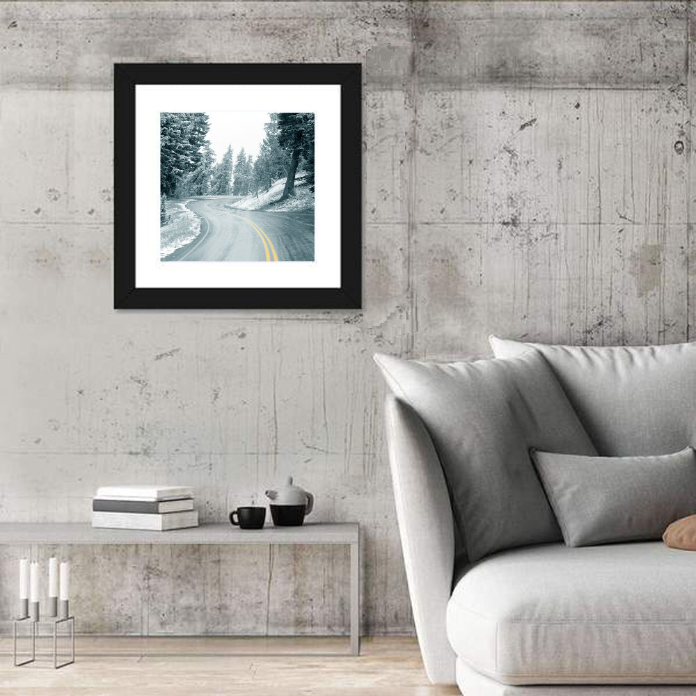 Winding Snowy Highway Wall Art