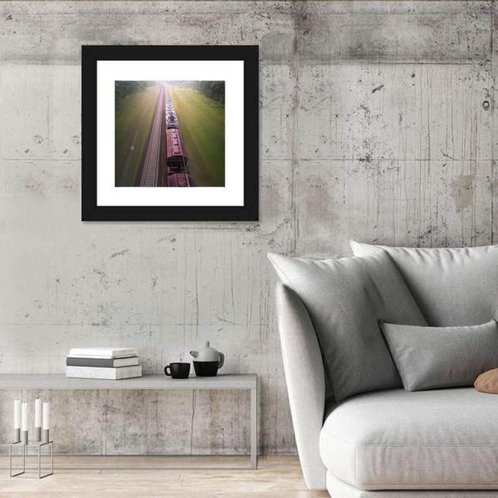 Freight Train Through Forest Wall Art