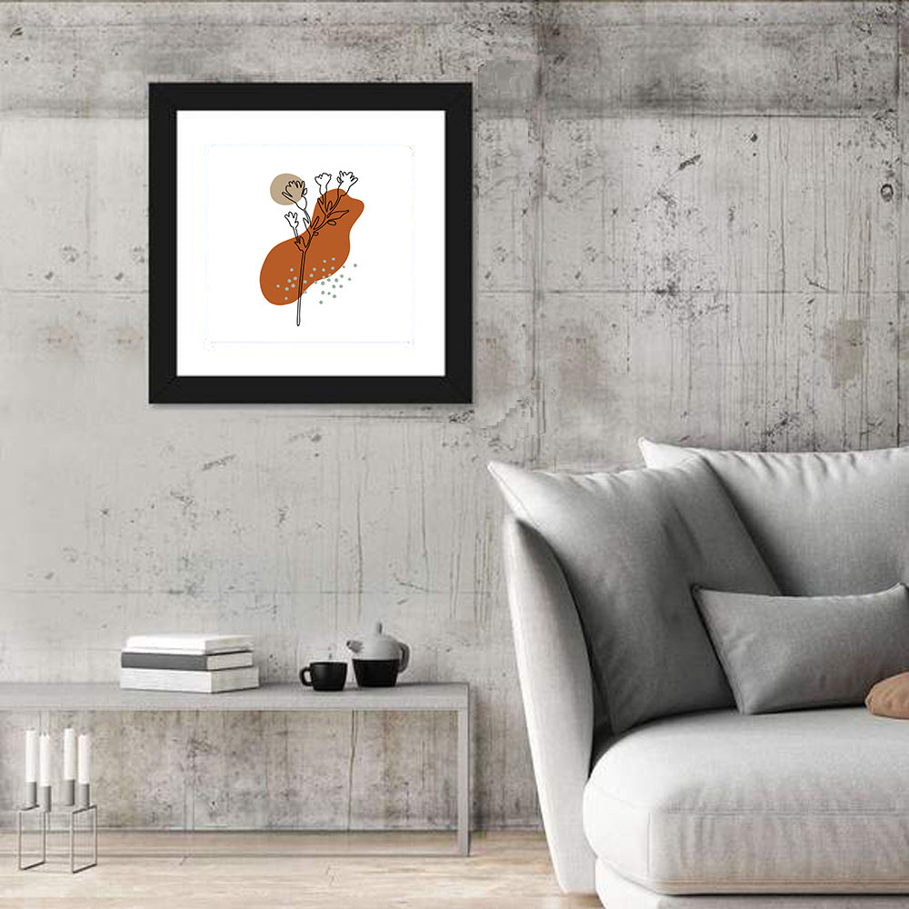 Terracotta Meadow Foliage Wall Art in a room, square