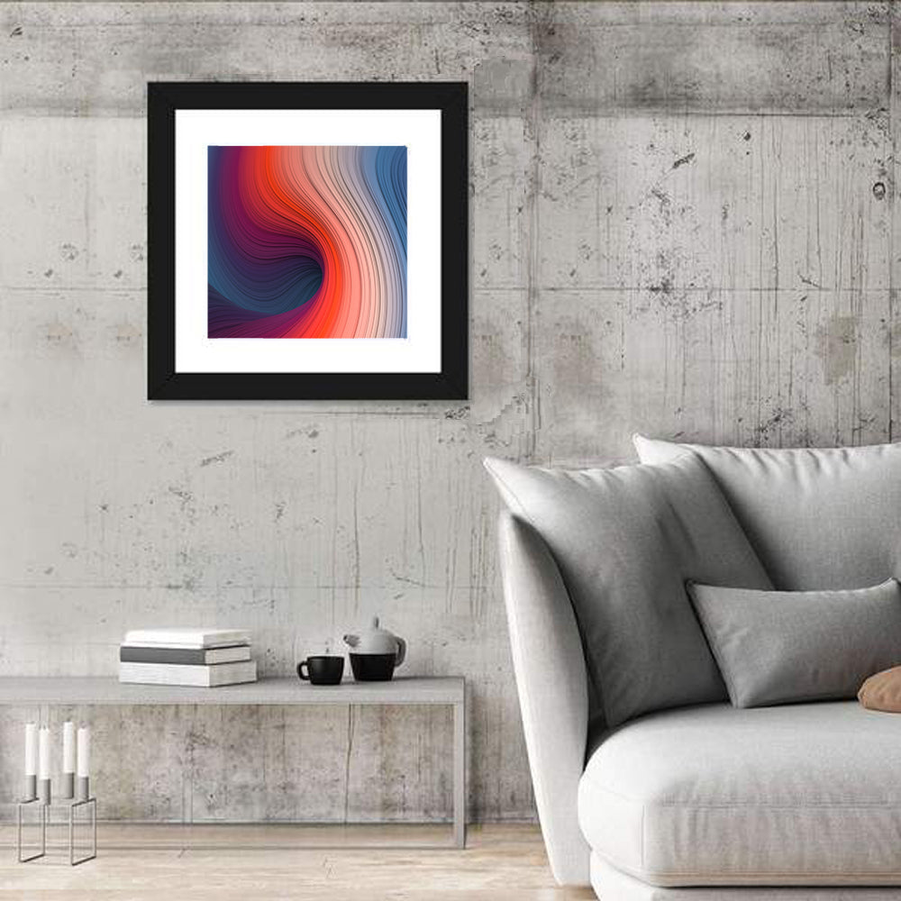 Gradient Wave Vortex Wall Art in a room, square