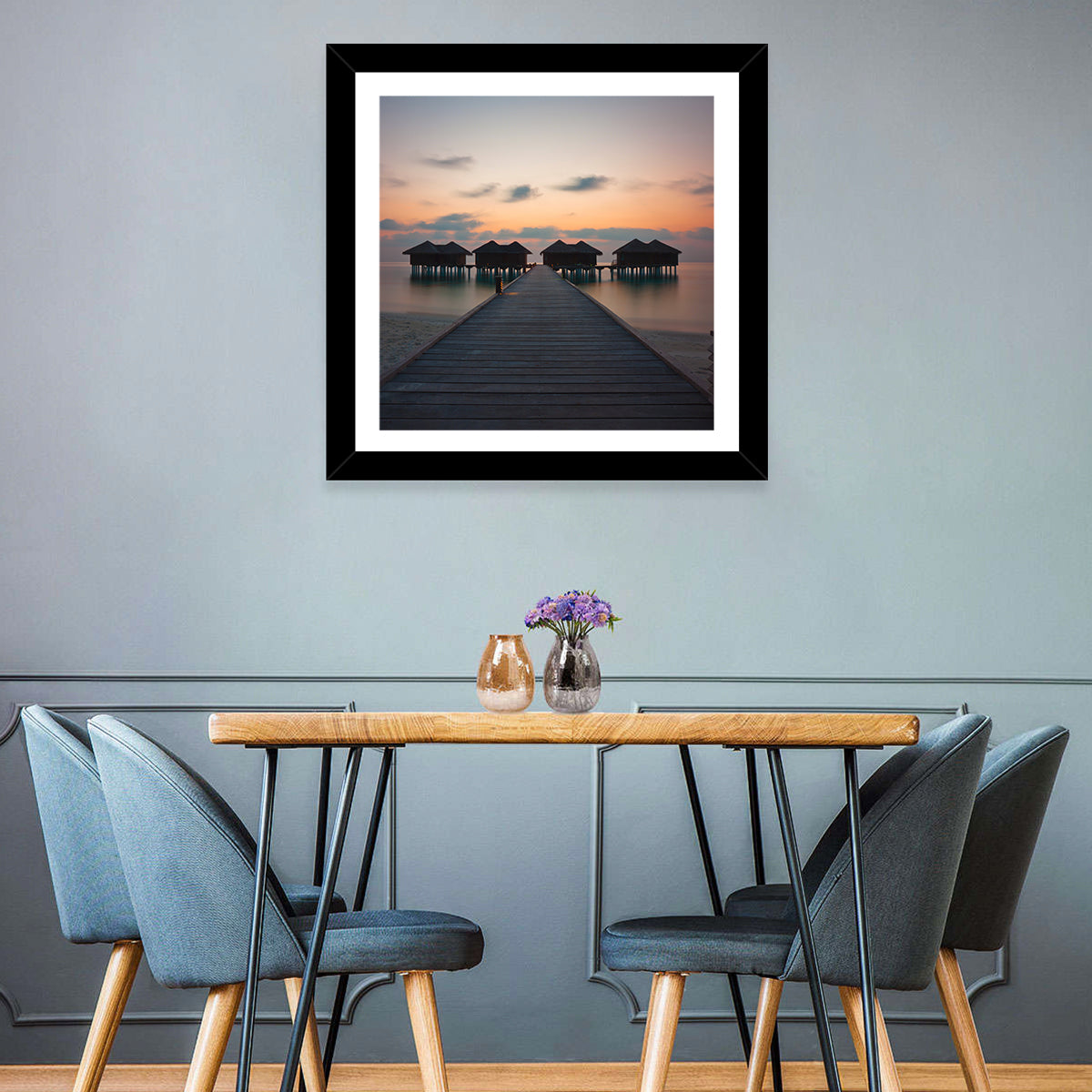 Watervilla At Sunset Wall Art