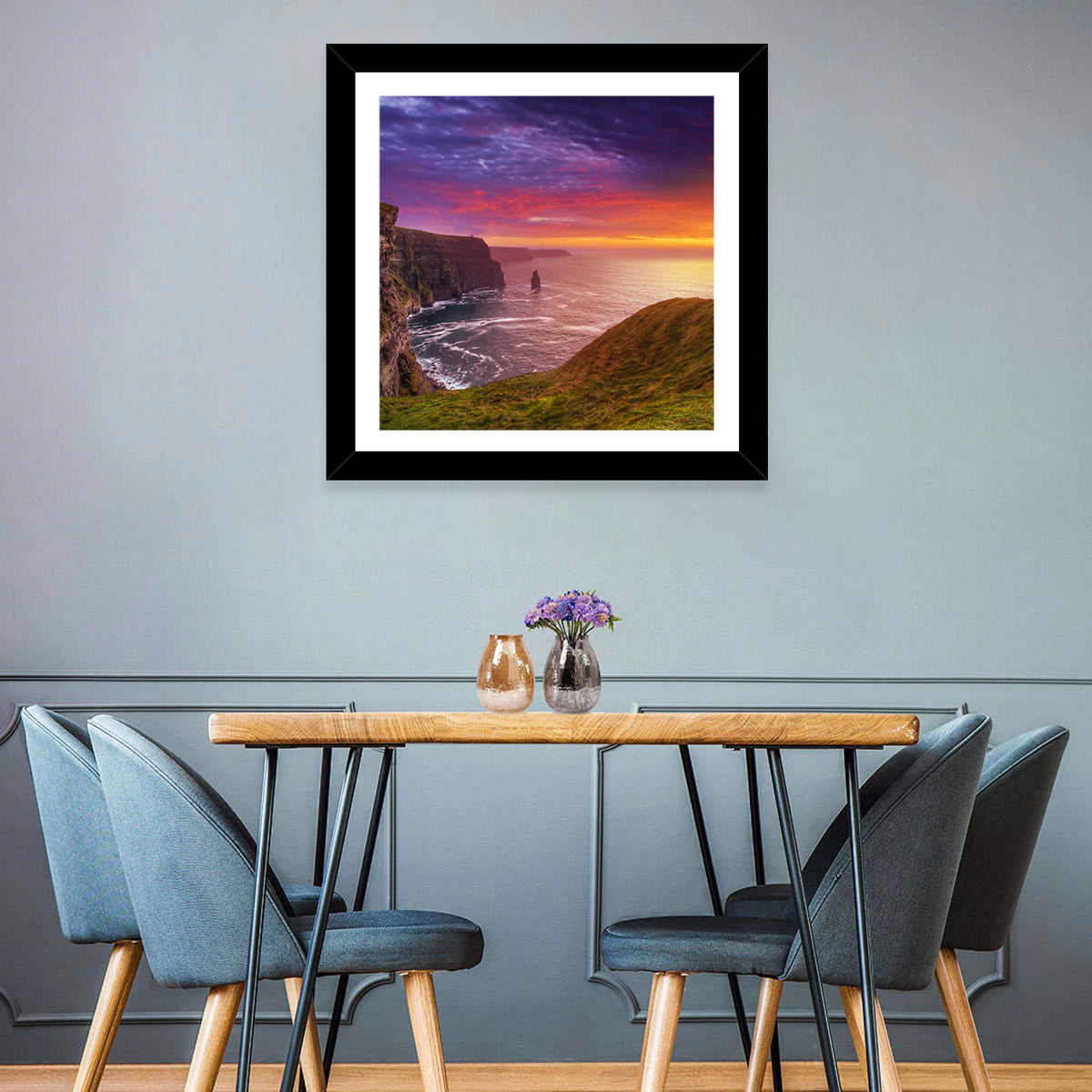 Cliffs of Moher Sea Stack at Sunset Wall Art in a room, square