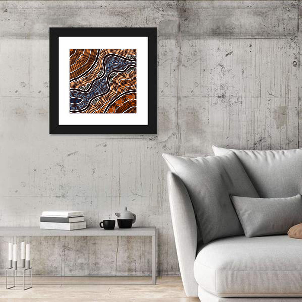 Rhythmic Dot River Wall Art in a room, square