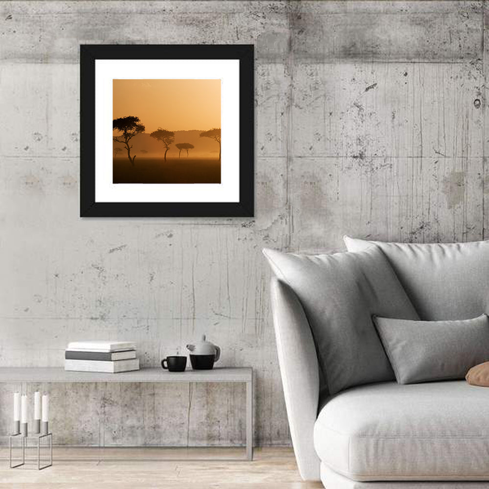 Massai Mara Morning Mist Wall Art in a room, square