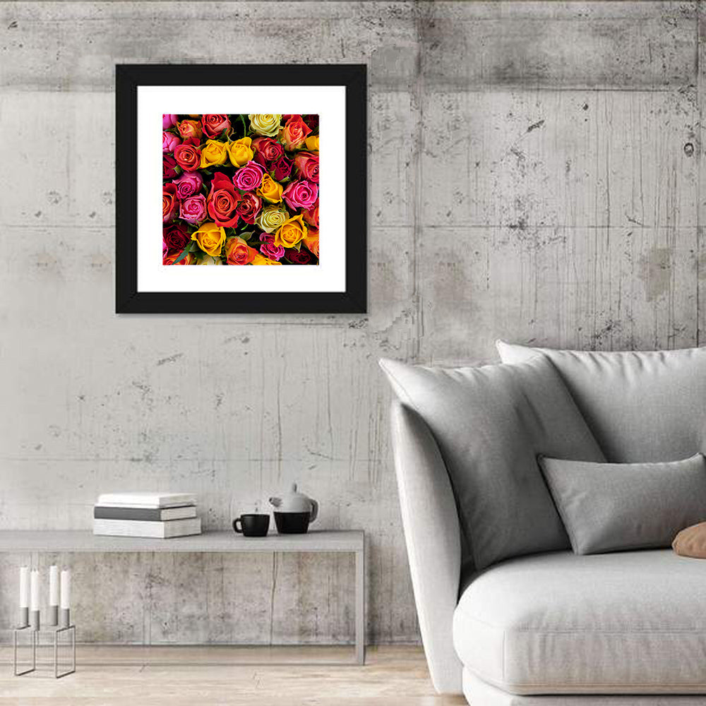 Multicolored Roses Close-up Wall Art