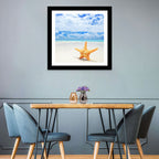 Minimalist Yellow Starfish on Turquoise Shore Wall Art