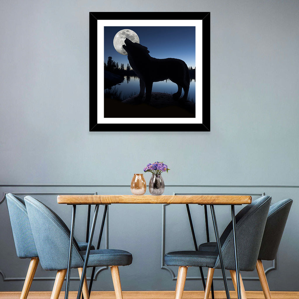 Howling Wolf at Full Moon Wall Art