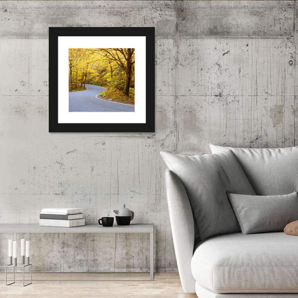 Winding Road Through Autumn Foliage Wall Art