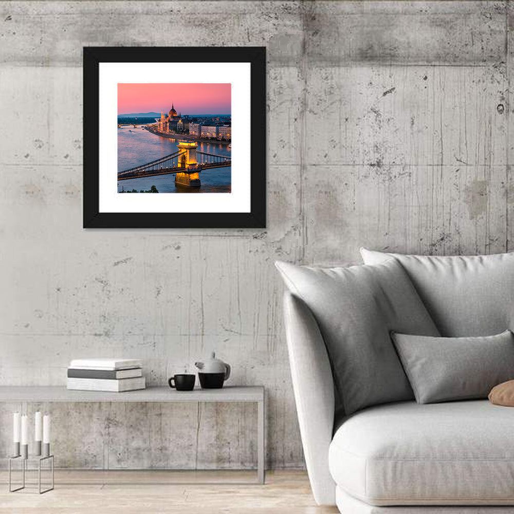 Budapest Chain Bridge at Twilight Wall Art