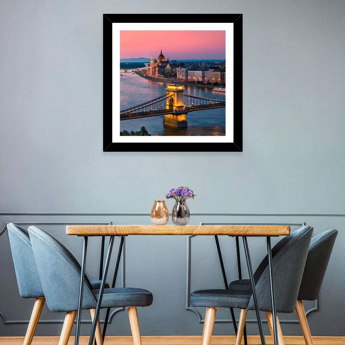 Budapest Chain Bridge at Twilight Wall Art