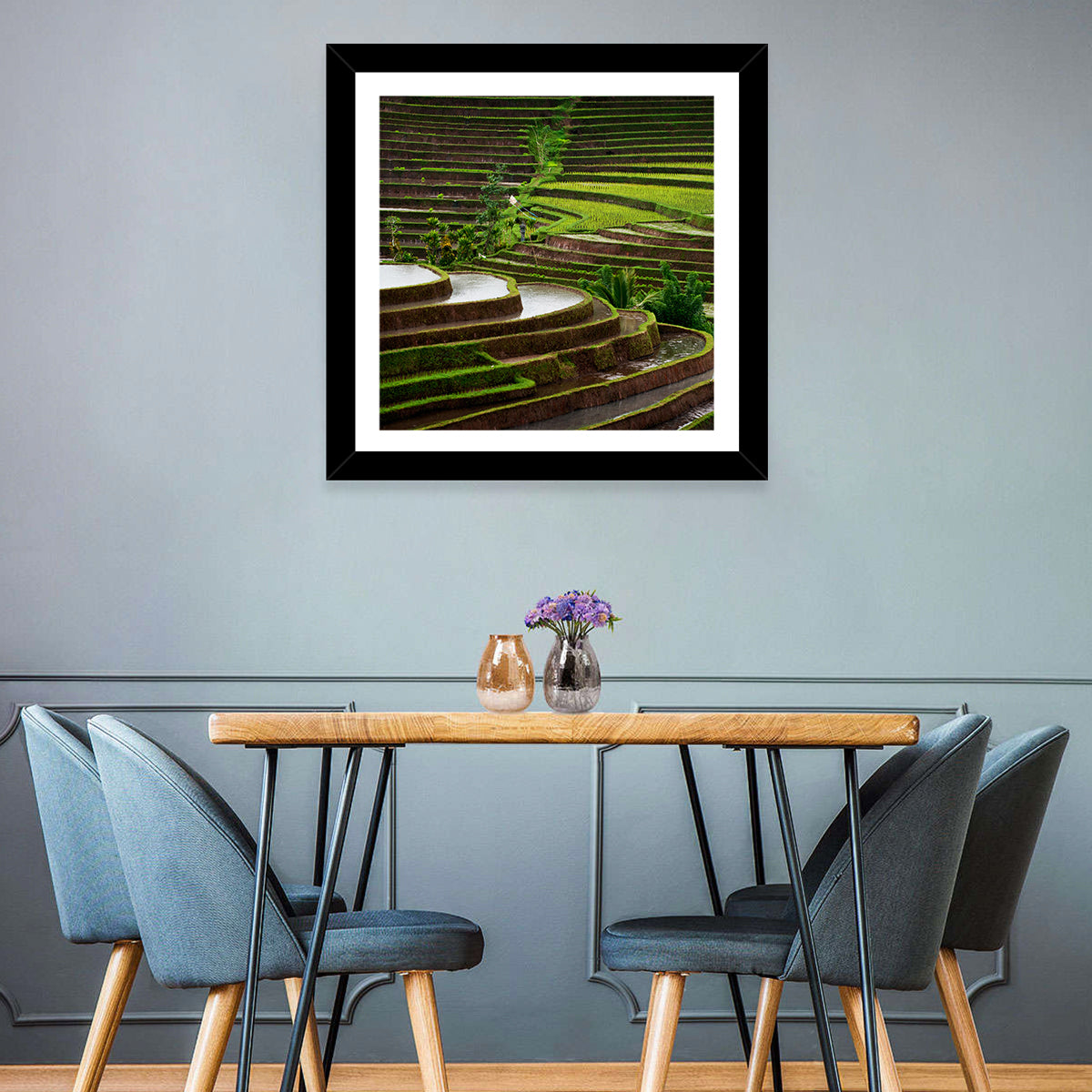 Lush Rice Terraces Wall Art in a room, square