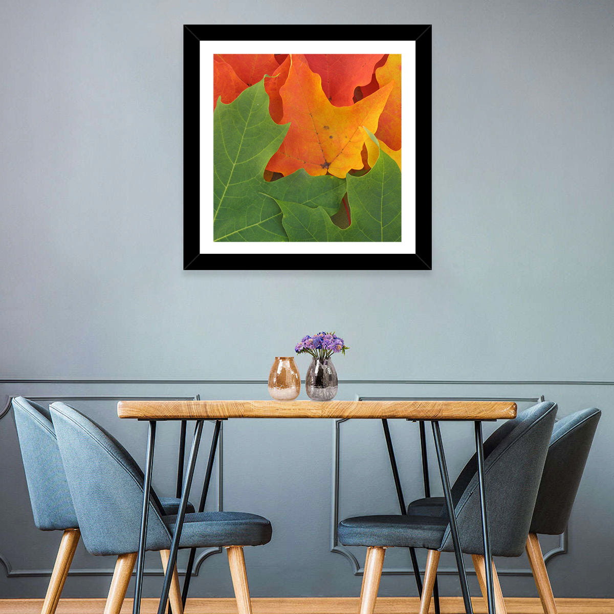 Autumn Maple Leaves Wall Art in a room, square