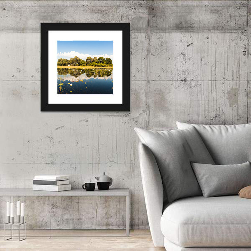 Okavango Delta Waterlilies Wall Art in a room, square