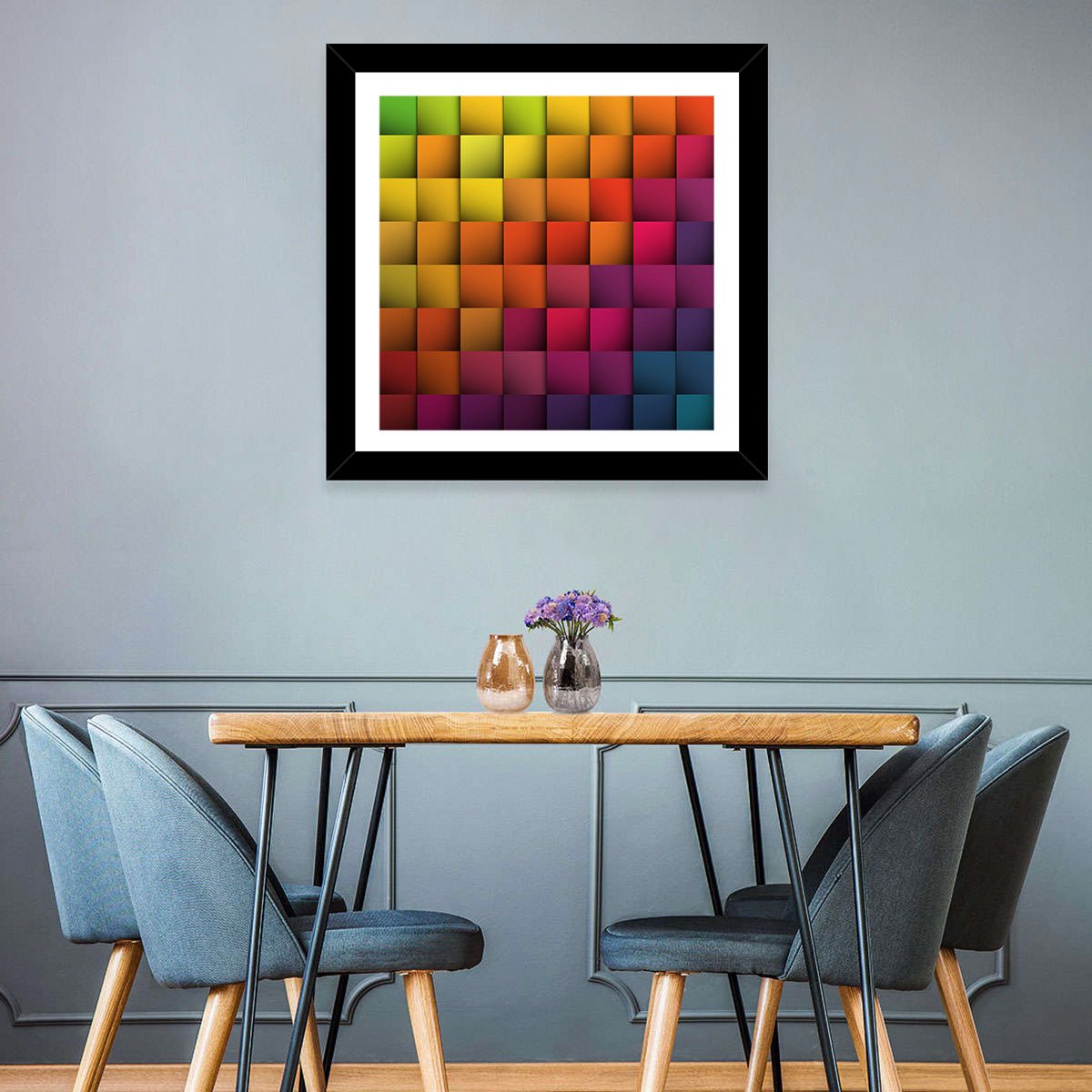 Vibrant Gradient Squares Grid Wall Art