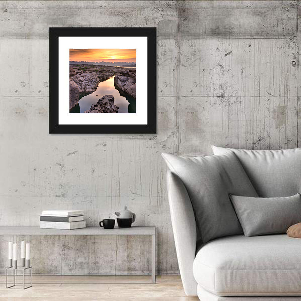 Sam Phan Bok Sunrise River Canyon Wall Art in a room, square