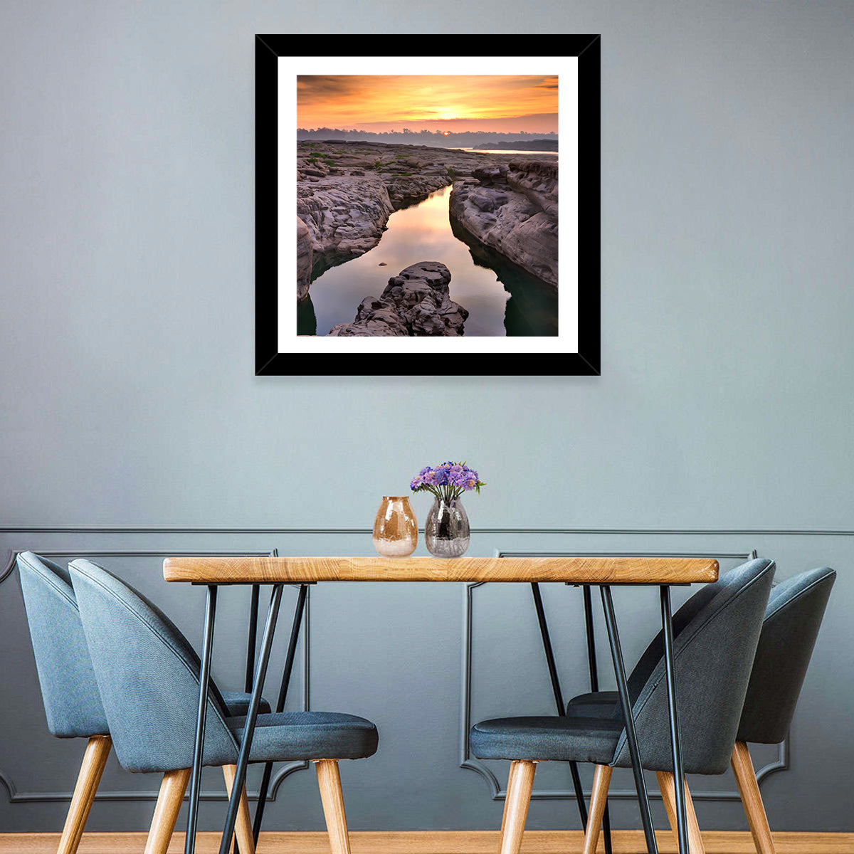 Sam Phan Bok Sunrise River Canyon Wall Art in a room, square