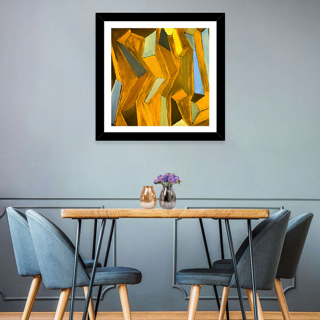 Golden Blocks Abstract Wall Art
