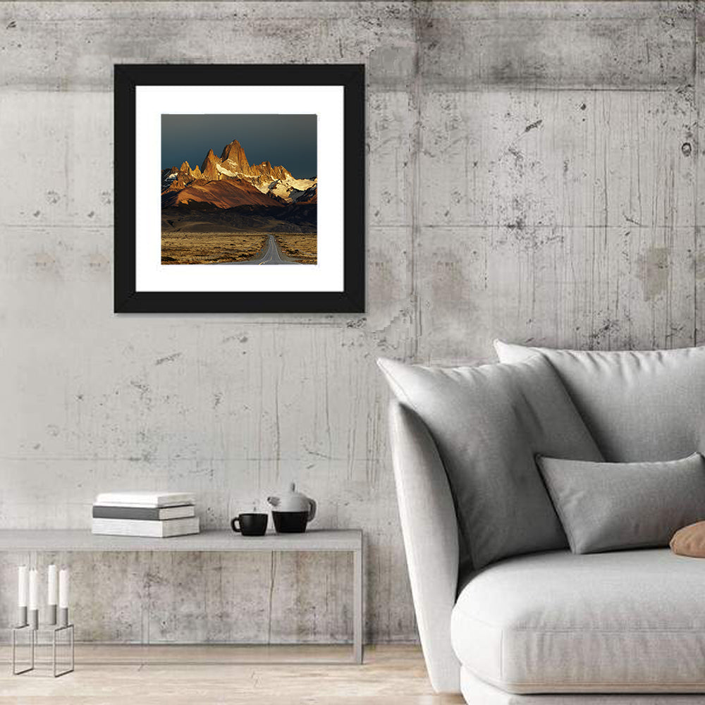 Mount Fitz Roy Sunrise Wall Art in a room, square