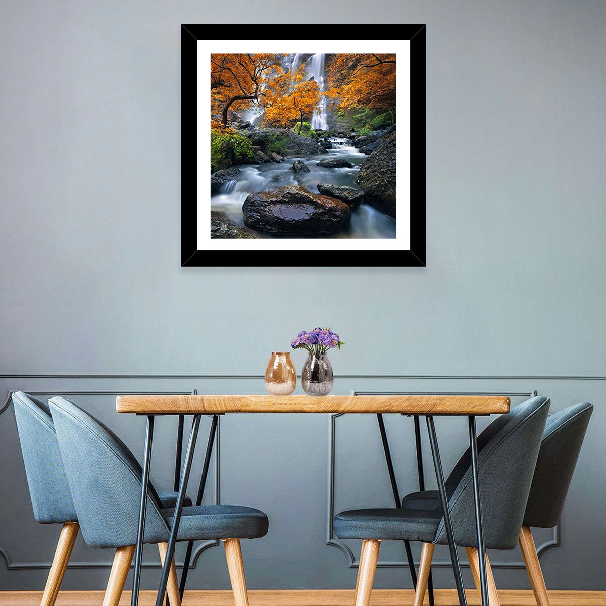 Konglan Autumn Waterfall Wall Art in a room, square
