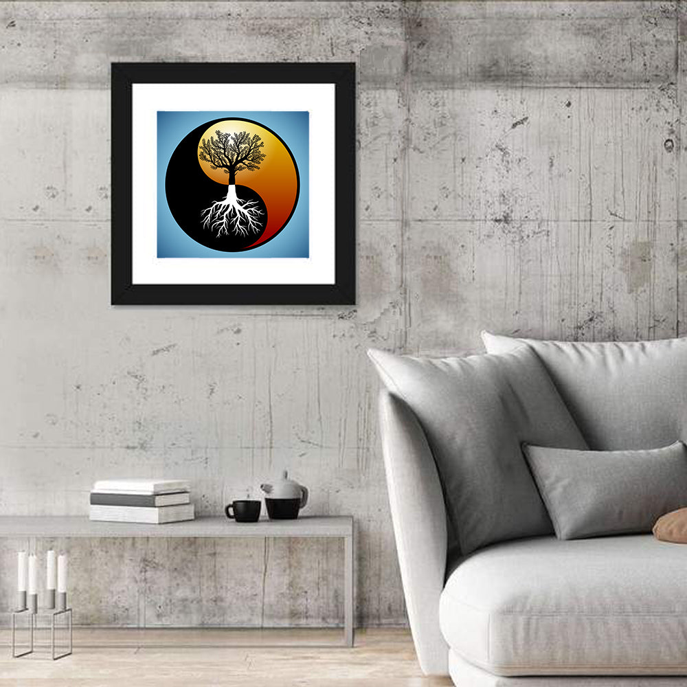 Yin Yang Tree Illustration Wall Art