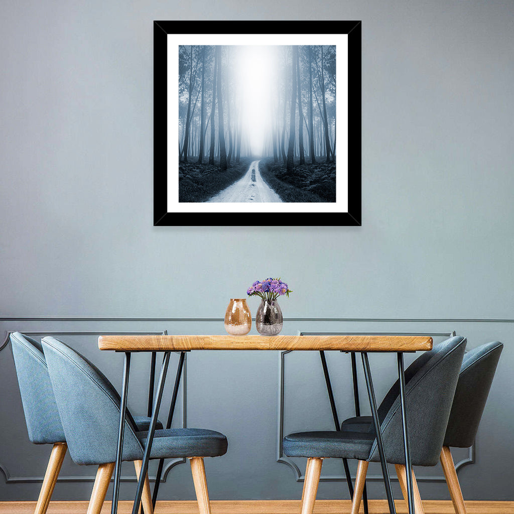 Misty Forest Road at Twilight Wall Art