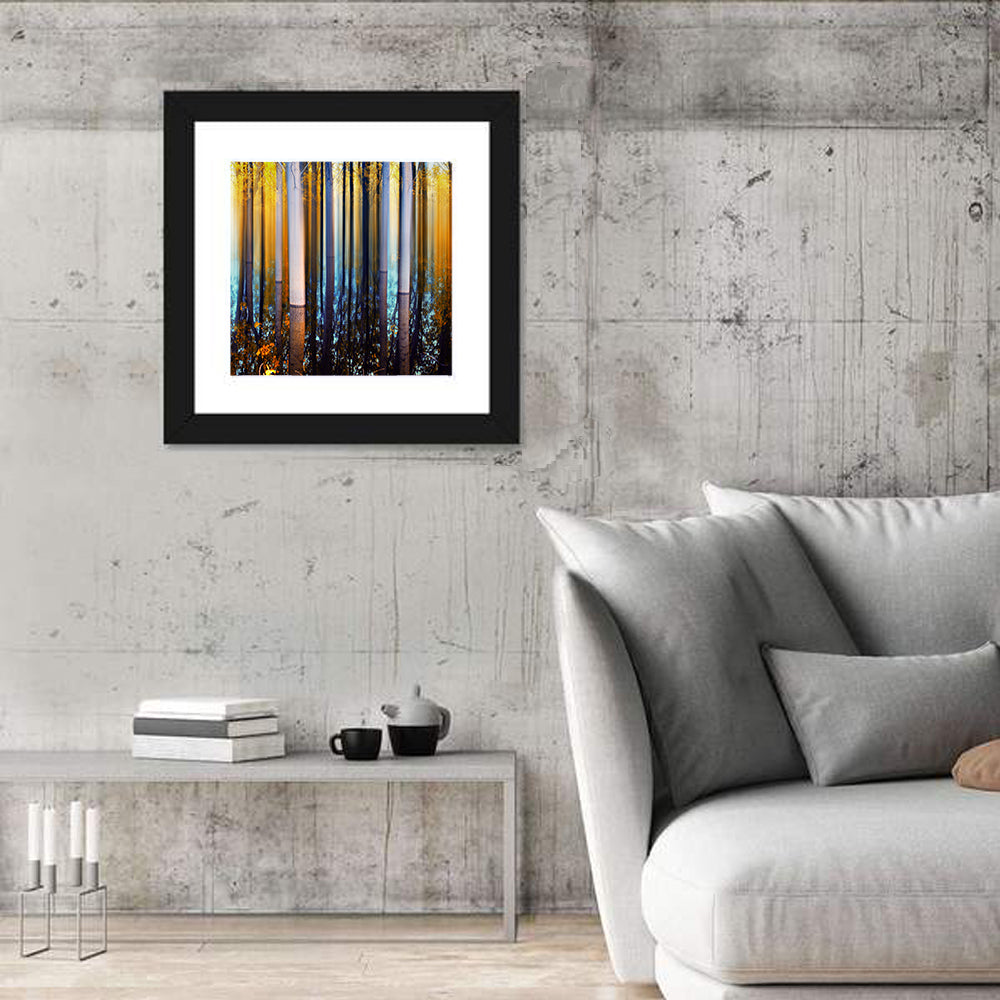 Ethereal Autumn Forest Reflection Abstract Wall Art
