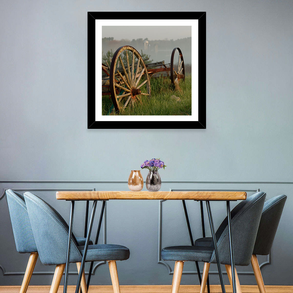 Weathered Wagon in Morning Mist Wall Art