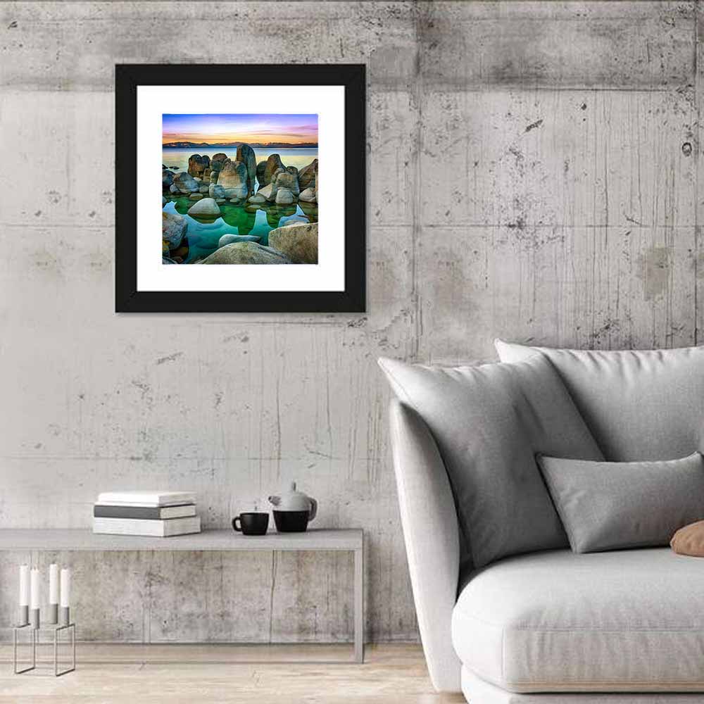 Lake Tahoe Rocky Shoreline at Dusk Wall Art
