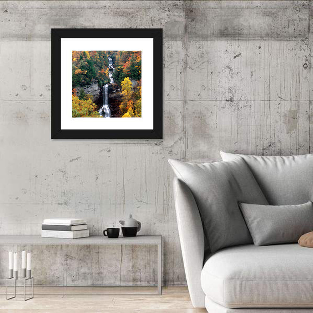 Raven Cliff Waterfall Wall Art in a room, square