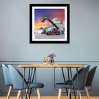 Red Reach Stackers at Sunset Wall Art