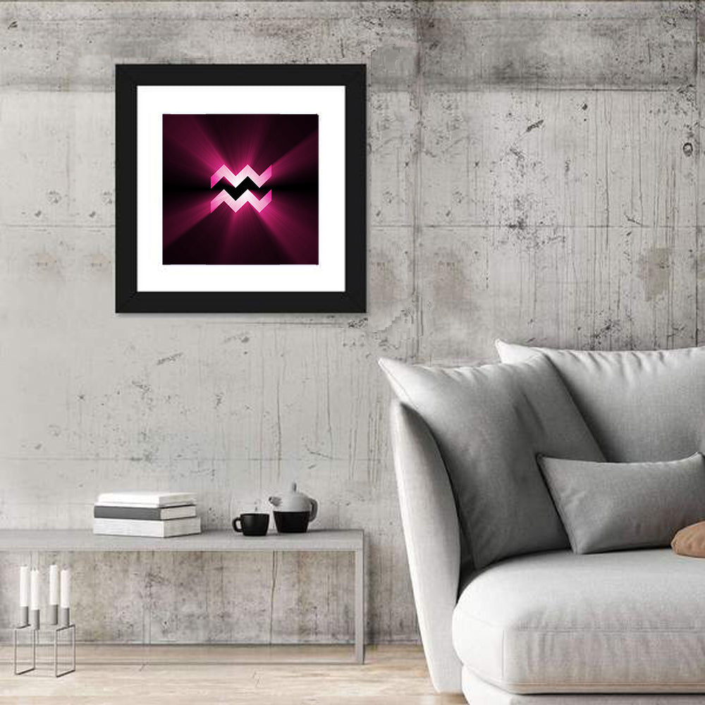Magenta Aquarius Symbol Wall Art