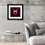 Glowing Pink Taurus Symbol Wall Art