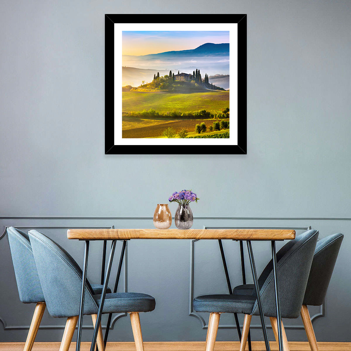 Tuscan Morning Landscape Wall Art in a room, square