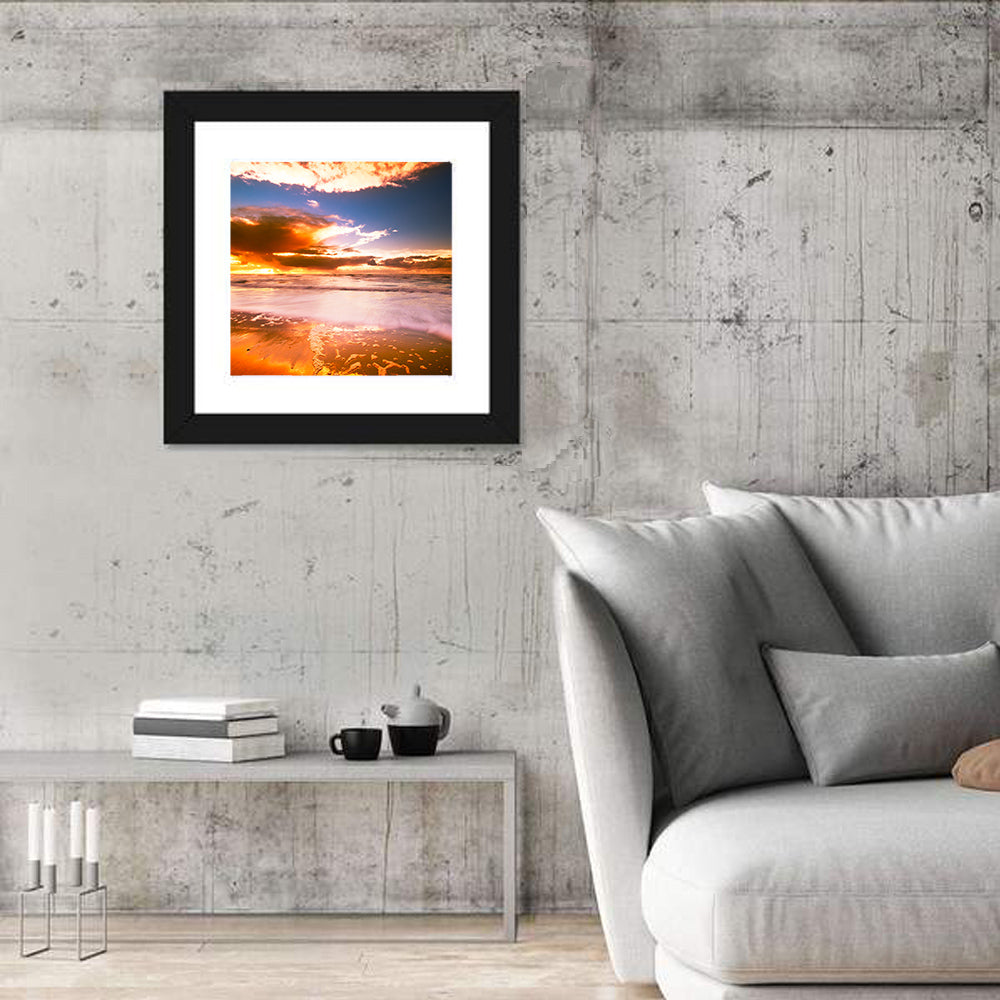 Golden Hour Beach Sunset Wall Art