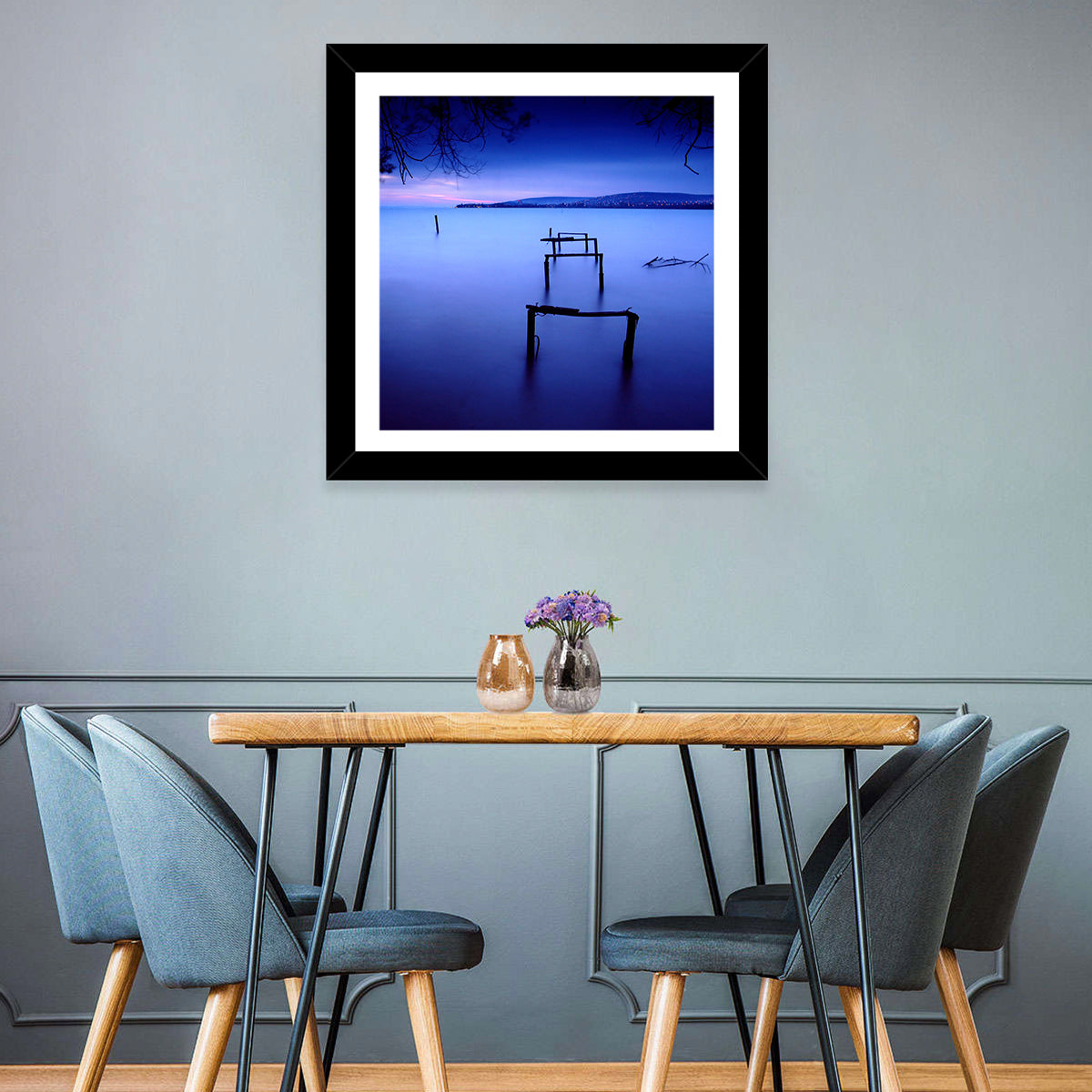 Lake Balaton at Twilight Wall Art in a room, square