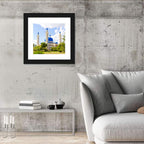 Blue Domed Mosque with Golden Minarets Wall Art