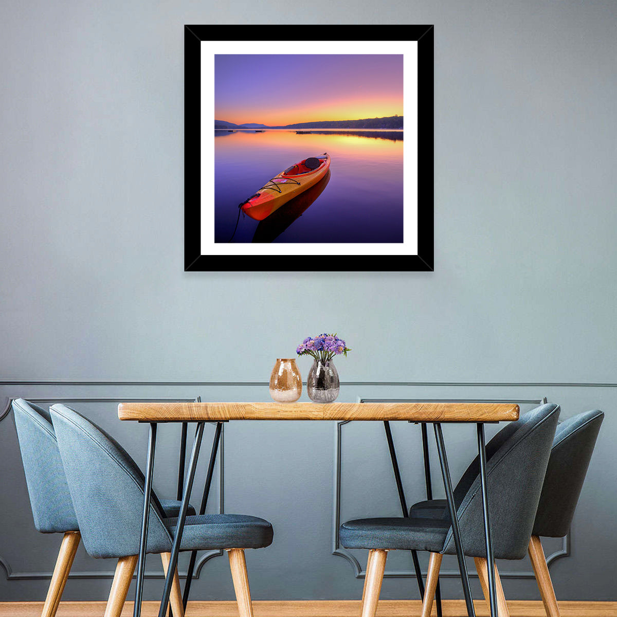 Bright Orange Kayak at Sunset Wall Art