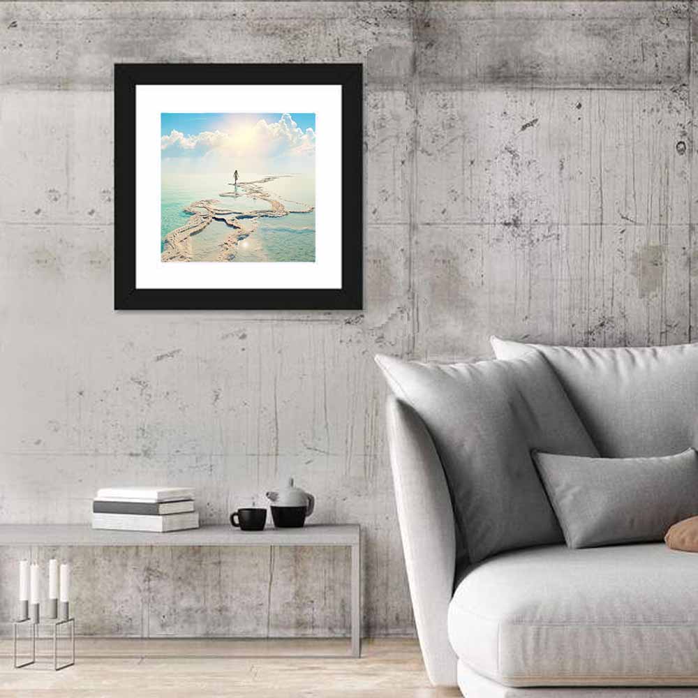 Dead Sea Salt Flats Wall Art in a room, square
