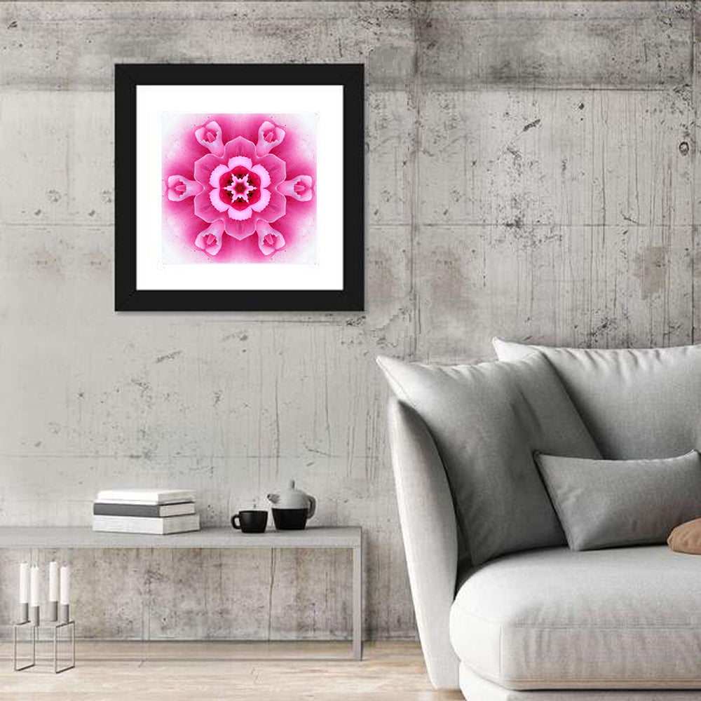 Pink Carnation Kaleidoscope Mandala Wall Art