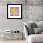 Kaleidoscopic Floral Mandala in Purple and Yellow Wall Art
