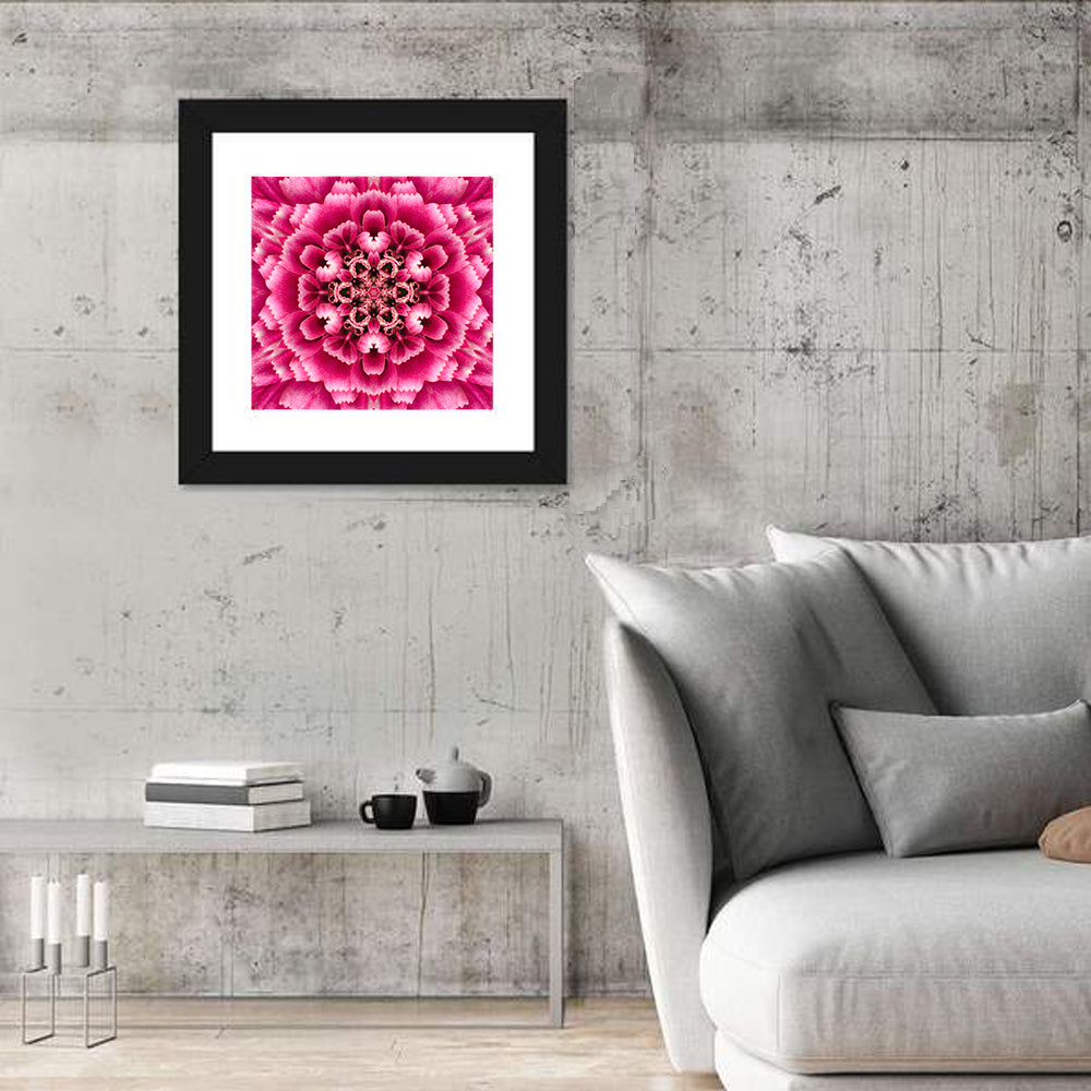 Kaleidoscopic Pink Chrysanthemum Mandala Wall Art