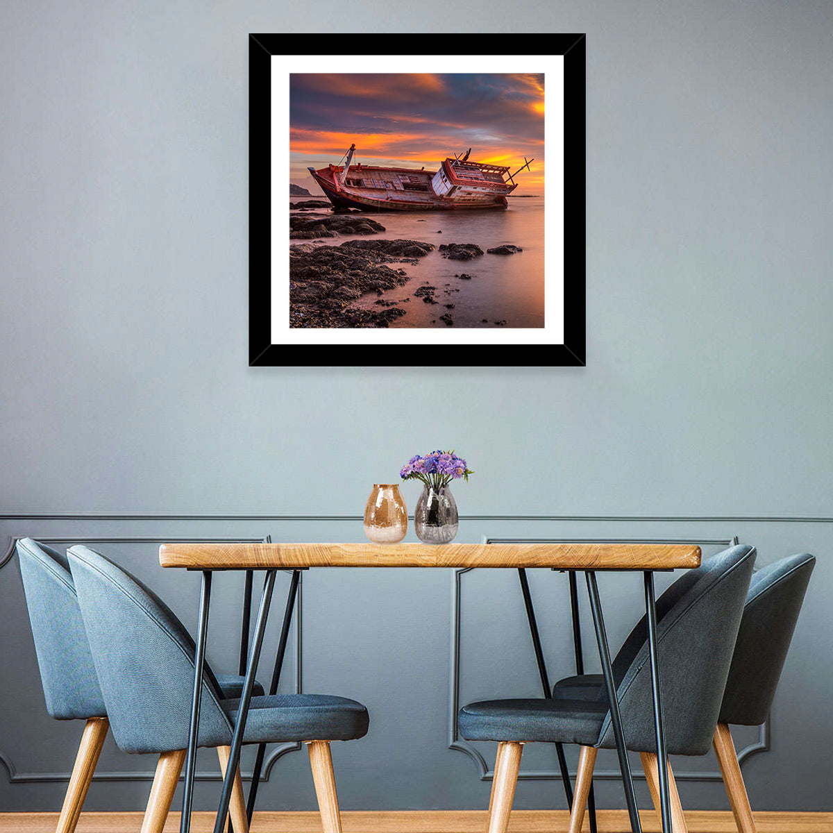 Shipwreck at Sunset Wall Art