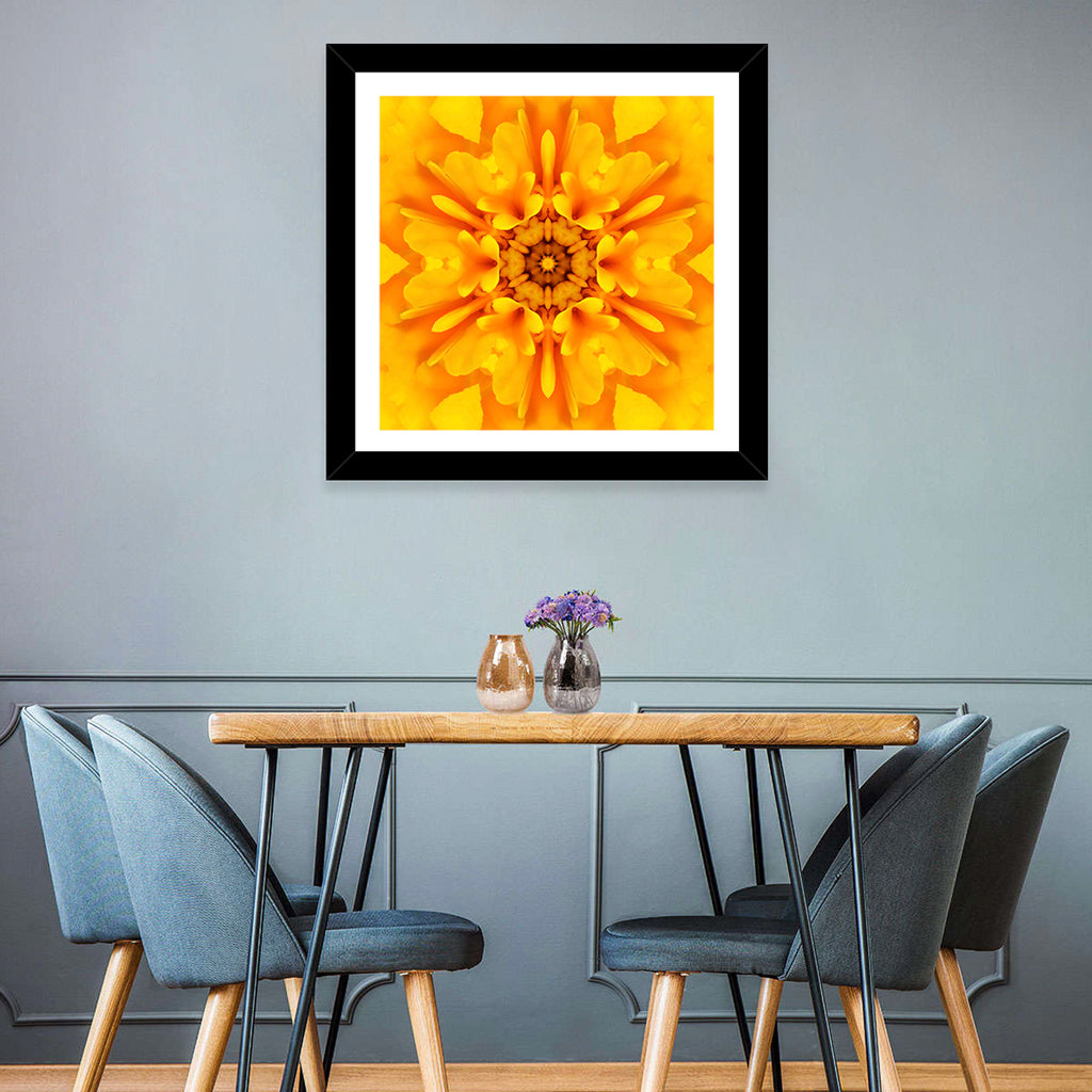 Golden Dahlia Mandala Wall Art