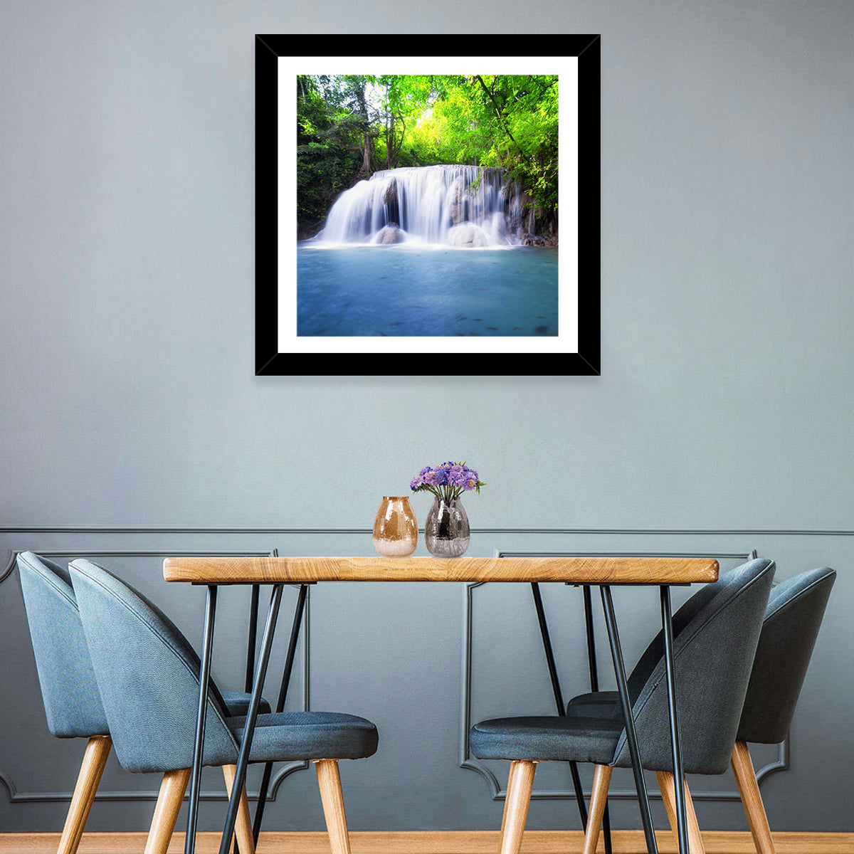 Erawan Waterfall Emerald Pool Wall Art in a room, square