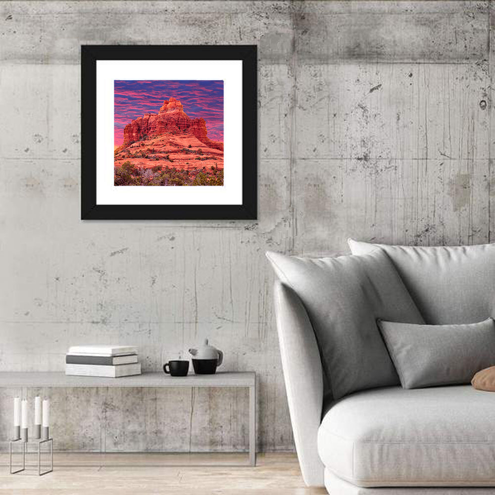 Bell Rock Sunset, Sedona Wall Art in a room, square