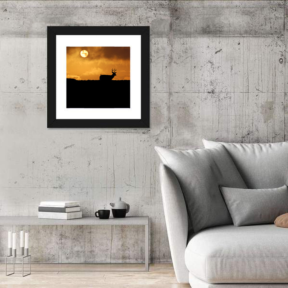 Deer at Sunset Wall Art in a room, square