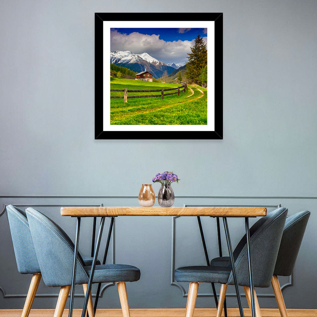 Alpine Meadow Cabin, Swiss Alps Wall Art