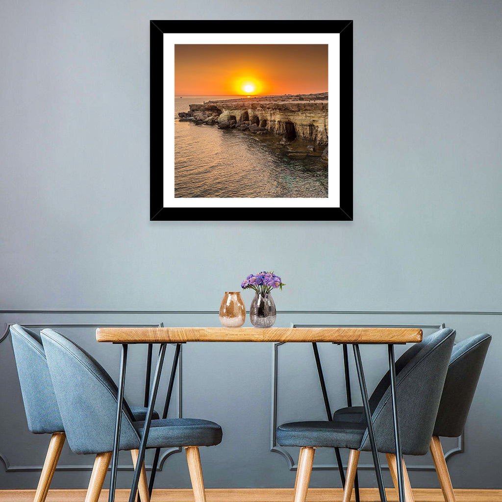 Sunset Over Sea Caves Wall Art