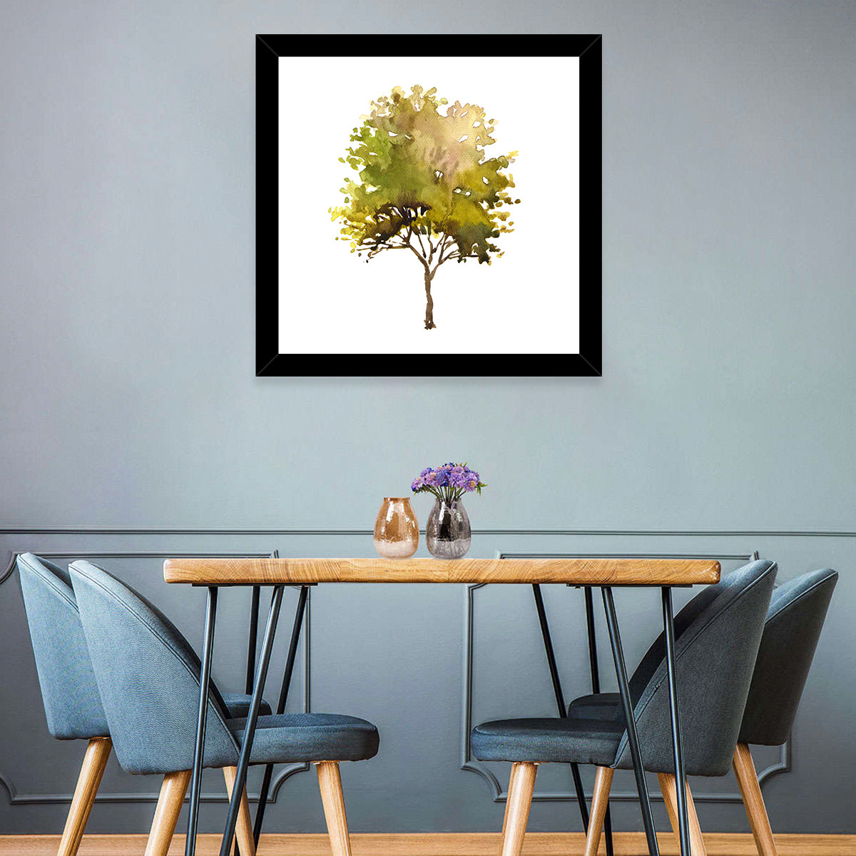 Olive Green Watercolor Tree Wall Art